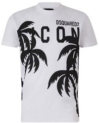 DSquared² - Palm Tree Printed Short-sleeved T-shirt - Lyst