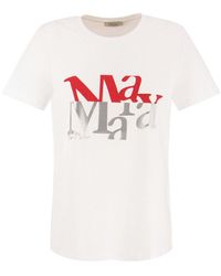 Max Mara - Logo Printed Crewneck T-shirt - Lyst