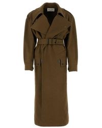 Saint Laurent - Double-breasted Belted Coat - Lyst