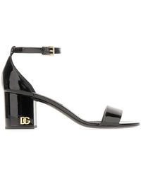 Dolce & Gabbana - Dg-plaque Ankle Strap Sandals - Lyst