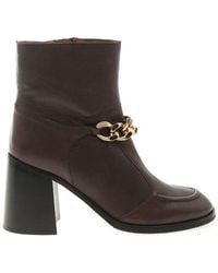 See By Chloé - Chian-link Detailed Round Toe Boots - Lyst