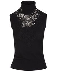 Ermanno Scervino - Lace-detailed High Neck Knitted Top - Lyst