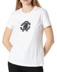Roberto Cavalli - Embellished-logo Crewneck T-shirt - Lyst