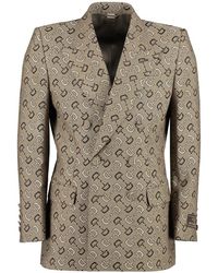 Gucci - Double-breasted Logo-jacquard Cotton And Wool-blend Twill Blazer - Lyst