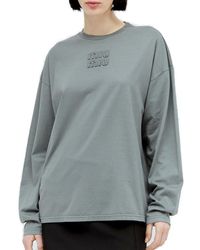 Miu Miu - Long-sleeved Crewneck T-shirt - Lyst