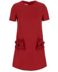 Valentino - Rose Embellished Crewneck Mini Dress - Lyst