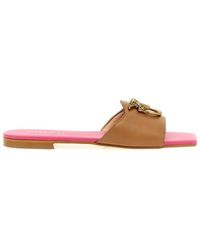 Pinko - Logo Plaque Slip-On Sandals - Lyst