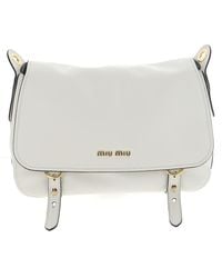Miu Miu Logo Plaque Satchel Bag - White