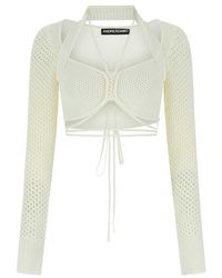 ANDREA ADAMO - Meshed Cropped Top - Lyst