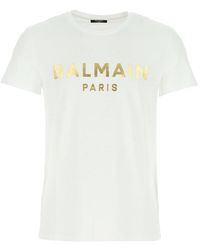 Balmain Foil Paris Logo T-shirt - White
