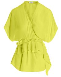P.A.R.O.S.H. V-neck Ruffled Blouse - Yellow