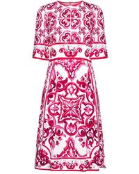 Dolce & Gabbana - Majolica Print Silk Dress - Lyst