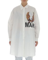 MM6 by Maison Martin Margiela Eagle Print Shirt Dress - White