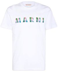 Marni - Gingham Logo-printed Crewneck T-shirt - Lyst