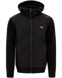 Prada - Gabardine Zip-Up Hoodie - Lyst