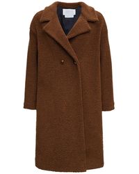 Harris Wharf London Brown Teddy Coat In Bouclé Wool