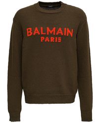 Balmain - Logo Intarsia Knit Crewneck Jumper - Lyst