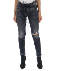 Unravel Project - Lace-up Fastening Skinny Jeans - Lyst