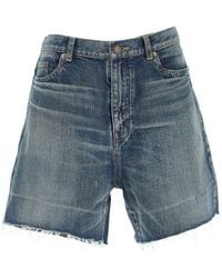 Saint Laurent Cotton Denim baggy Shorts in Natural for Men Mens Shorts Saint Laurent Shorts 