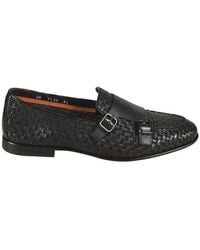 Santoni - Woven Leather Double-Buckle Loafers - Lyst