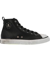 Philipp Plein Msc3239ple010n02 Leather Hi Top Sneakers - Black
