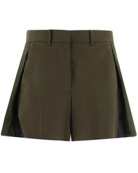 Sacai Panelled Shorts - Green
