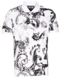 Versace - Watercolour Couture Short-sleeved Polo Shirt - Lyst