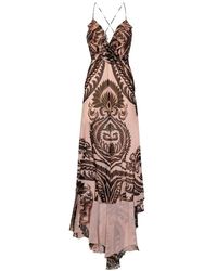 Etro - Long Silk Dress With Graphic Print - Lyst