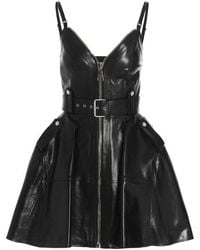 Alexander McQueen Zipped Flared Sleeveless Mini Dress - Black