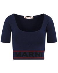 Marni - Scoop Neck Cropped Knitted Top - Lyst