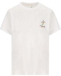 Chloé - Logo Embroidered Crewneck T-shirt - Lyst