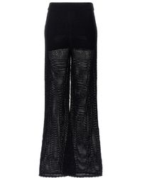 Moschino - Jeans Heart Patch Crochet-knit Flared Trousers - Lyst