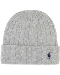 Polo Ralph Lauren - Grey Wool Blend Beanie Hat - Lyst