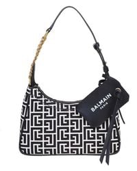 Balmain Monogram-patterned Shoulder Bag - Black