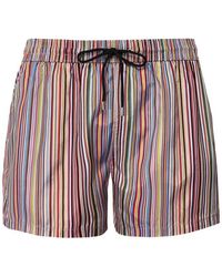 Paul Smith Striped Drawstring Swim Trunks - Multicolour