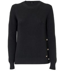 Fay - Buttom Detailed Crewneck Sweater - Lyst