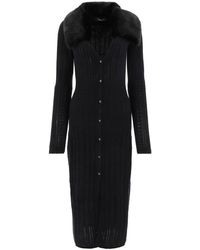 Blumarine - Buttoned Dress With Removable Collar - Lyst