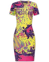 Versace - Animalier Print Midi Dress - Lyst