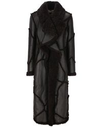 Chloé - Collared Patchwork Detailed V-neck Maxi Coat - Lyst
