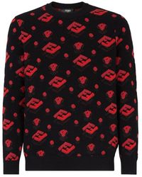 Fendi Monogram Detailed Crewneck Sweater - Black