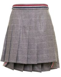 Thom Browne - Pleated Wool And Cashmere Check Skirt - Lyst