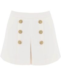 Balmain - Crepe Shorts With Embossed Buttons - Lyst
