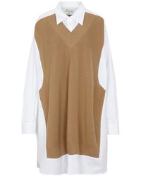 Maison Margiela - Knit Panelled Shirt Dress - Lyst