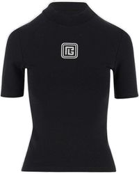 Balmain - Stretch Viscose Blend T-shirt With Logo - Lyst