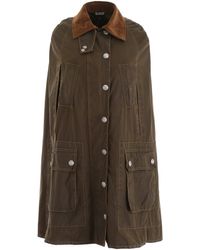 Miu Miu Contrast-seam Cape Coat - Brown