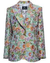 Etro - Floral-jacquard Single-breasted Tailored Blazer - Lyst