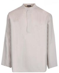 Fear Of God Mock-neck Silk-blend Shirt - White