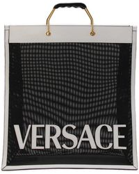 Versace - Black And Leather Shopper Tote Bag - Lyst