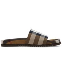Burberry - Check Patterned Slides - Lyst