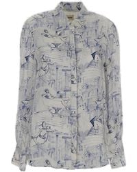 Khaite - The Minta Graphic-printed Button-up Shirt - Lyst